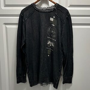 Affliction 2-1 Black Distressed Long Sleeve Tee